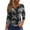 Black, variant on WTOBBY Women's Casual V-Neck Button Down Tee with 3/4 Sleeve, Daily Weekend Fashion Basic Tunic Top, Floral Print Henley Collar Regular Fit Shirt,Army Green L