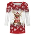 thumbnail image 4 of zaveiop Christmas Sales Shirts for Women 3/4 Length Sleeve Tops Cartoon Reindeer Casual Crewneck Sweatshirts Ugly Xmas Sweater Blouses (Yellow, XXL), 4 of 4