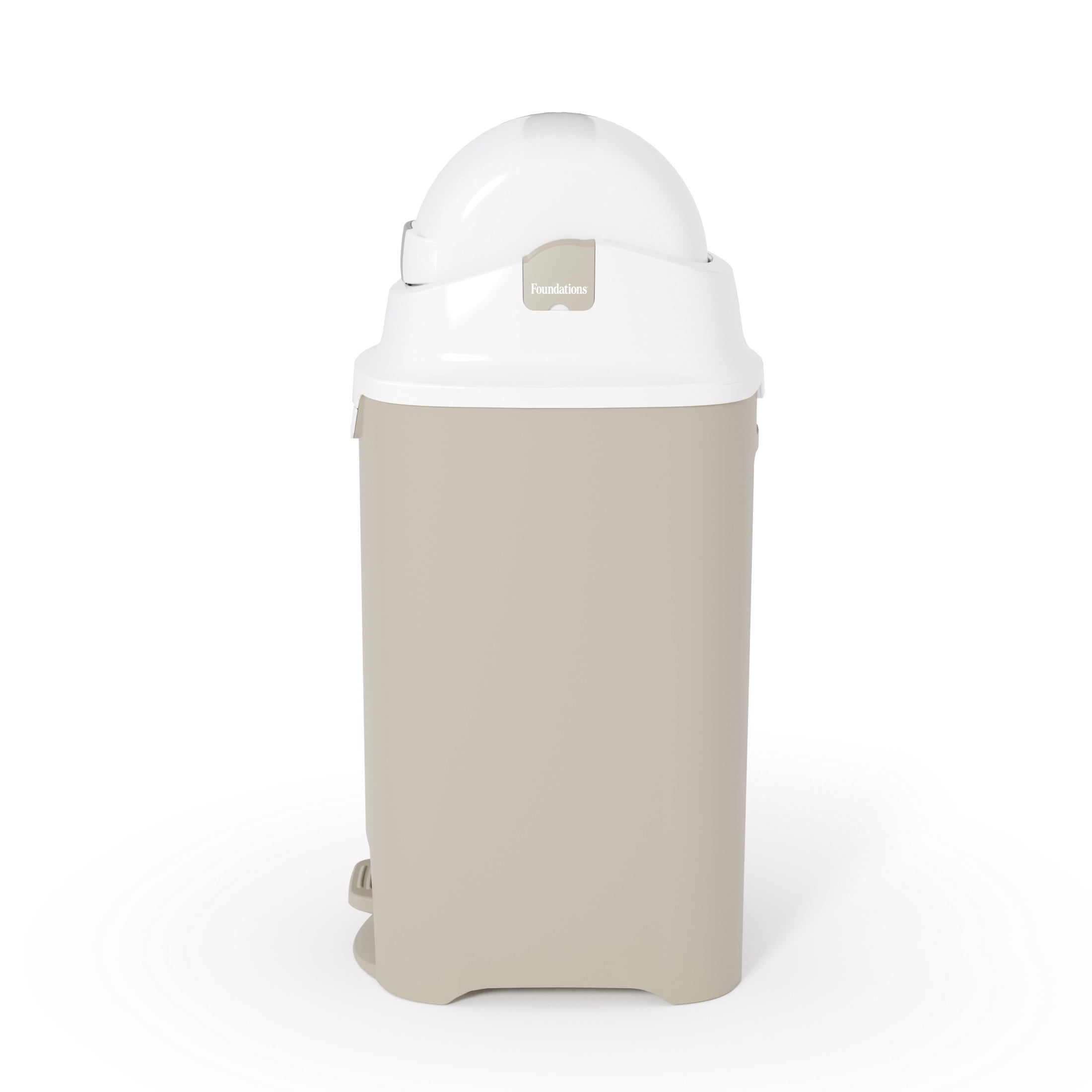 Foundations Hands Free Medium Diaper Pail with Airtight Lid - Durable & Odorless Diaper Disposal, Holds up to 45 Newborn Diapers, Refill With Any Bags - Sand