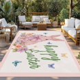 thumbnail image 2 of Happy Easter Outdoor Rug for Patio/Deck/Porch, Non-Slip Large Area Rug 5 x 7 Ft, Spring Cute Rabbits Flowers Butterflies Pink Indoor Outdoor Rugs Washable Area Rugs, Camping Rug Carpet Runner, 2 of 8