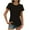 Black, variant on Womens Summer Tops Short Sleeve Crew Neck Cutout Jacquard Tees Loose Fit Casual Trendy Going Out