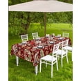 thumbnail image 4 of Fsddascl Red Christmas Outdoor Tablecloth - 54x80 Inch Rectangle Dining Table Cover, Elk Xmas Tree Wreath Balls Bell Waterproof Outdoor Table Cloth with Umbrella Hole & Zipper for Picnic/Patio/Party, 4 of 7
