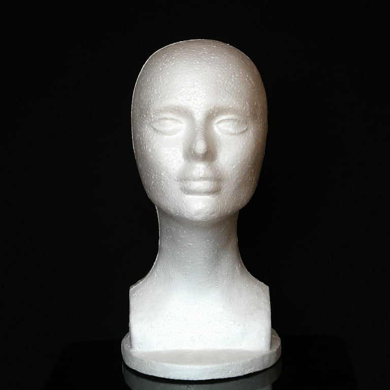 STUDIO LIMITED Styrofoam Mannequin Head, White Foam Wig Head