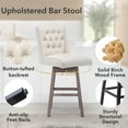 thumbnail image 5 of Foredo Swivel Bar Stool with Back Set of 2, Modern Linen Fabric Upholstered Bar Stools with Button Tufted Back and Solid Wood Legs for Kitchen Dining Room, Beige, 5 of 7