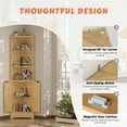 thumbnail image 6 of VEIKOUS Corner Storage Cabinet W/ Doors & Shelves for Living Room, Bathroom, Kitchen, Natural, 6 of 15