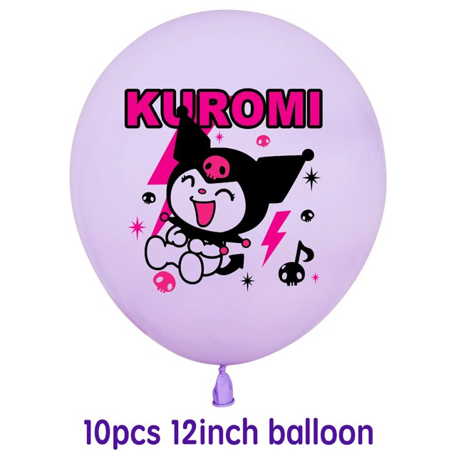 Kuromi-Conjunto de globos de aluminio de feliz cumpleaños, suministros de Anime Sanrio para niños, accesorios para fiestas, Festival de vacaciones, decoración del hogar