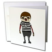 3dRose, Funny Cool Goth Sloth with Skull Necklace and Clunky Boots, 1 Greeting Card with envelope