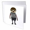 3dRose Funny Cool Goth Sloth with Skull Necklace and Clunky Boots - Greeting Cards, 6 by 6-inches, set of 12
