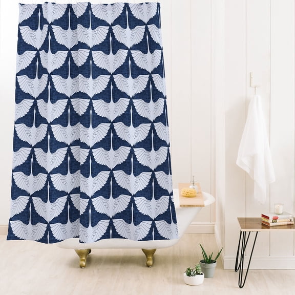 Society6 Caroline Okun Imperial Crane Indigo Shower Curtain 71" x 74"