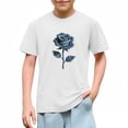 thumbnail image 3 of White Girls T-Shirt Short Sleeve 100% Cotton Floral Rose Print Graphic Tee for Kids Kids,Size 5 T, 3 of 9