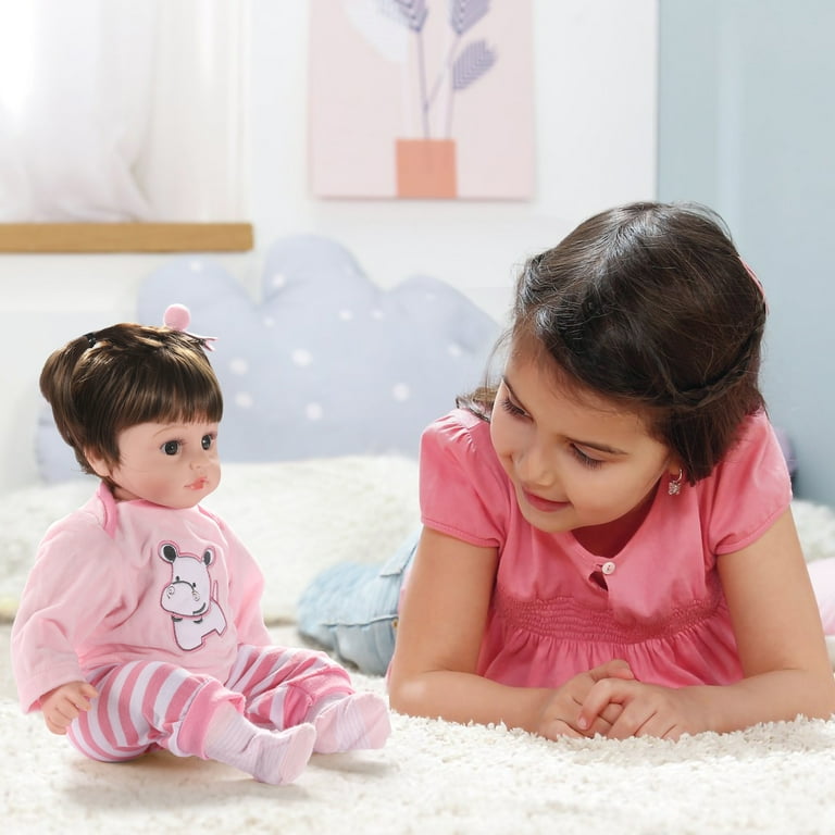 Funbiz Reborn Baby Dolls 18 Inch Interactive Realistic Baby Doll Girl Soft Newborn Girl Doll with 360 Movable Arms and Legs Accessories for Kids Age