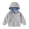 thumbnail image 3 of akafmk Boys Zip Up Hoodie Sweatshirt Long Sleeve Casual Jacket with Checkered Hood Lining and Front Pocket School Outerwear Fall Clothes, Size 4-5 Years, 3 of 7