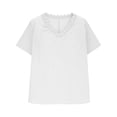 thumbnail image 5 of Thousandth Women's Breathable Everyday Wear Relaxed Blouses Loose fitting Cotton Lace Casual Top Fashionable Lightweight Blouses Short Sleeve V-neck Pullover Top, 5 of 6