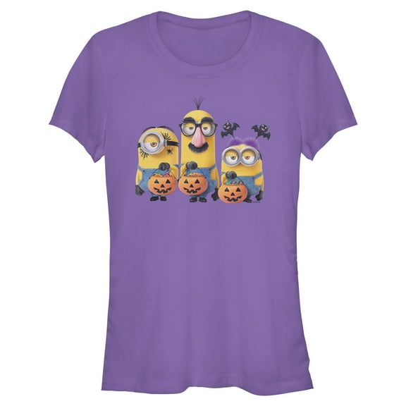 Juniors Despicable Me Dave Kevin and Stuart Trick Or Banana Bucket T Shirt
