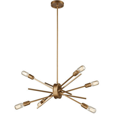 

Chandeliers 6 Light With Matte Gold Finish Medium Base 22 inch 360 Watts - World of Lamp