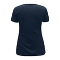 thumbnail image 5 of MIXUE Womens Summer Tops Solid Color Sexy Deep V Neck Hollow Out Short Sleeve Casual T-shirts Daily-Wear,Blue,L, 5 of 5