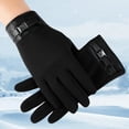 thumbnail image 2 of Gloves for Women Men Velvet Screen Plus Velvet Warm Gloves Black One Size, 2 of 4
