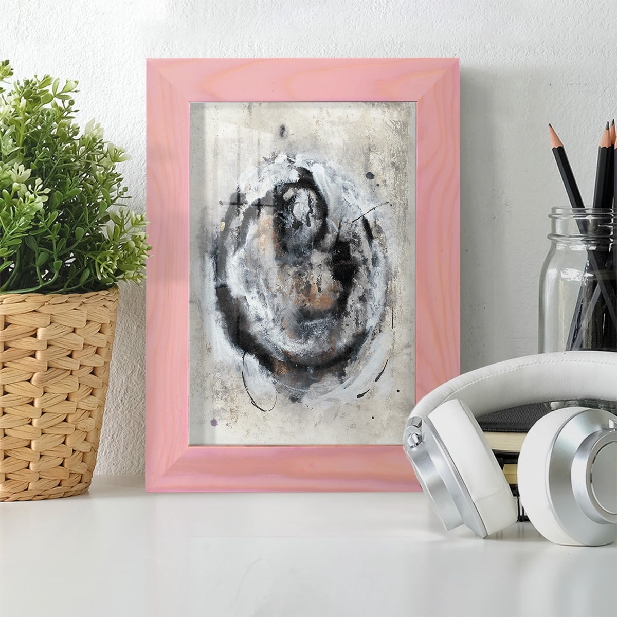 Circular Energy III -Framed Print w/glass-Sunset Pink