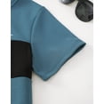 thumbnail image 5 of 14Y Big Boys Clothes 15Y Boys 2PCS Summer Outfits Set Crew Neck Big Boys Short Sleeve Color-blocked Top Shorts Set Blue, 5 of 7