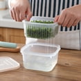 thumbnail image 3 of Injueey Caja para frutas y verduras sellada con drenaje de PP, recipientes frescos para alimentos, frutas, caja de almacenamiento para nevera, Organizadores de utensilios de cocina beige, 3 of 6