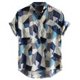 thumbnail image 1 of Camisas De Vestir Para Hombre Manga Larga El color de la manga de Colable de color suelto Mens Casual golpeó camisas de verano camisas de Men (Blue, L), 1 of 7