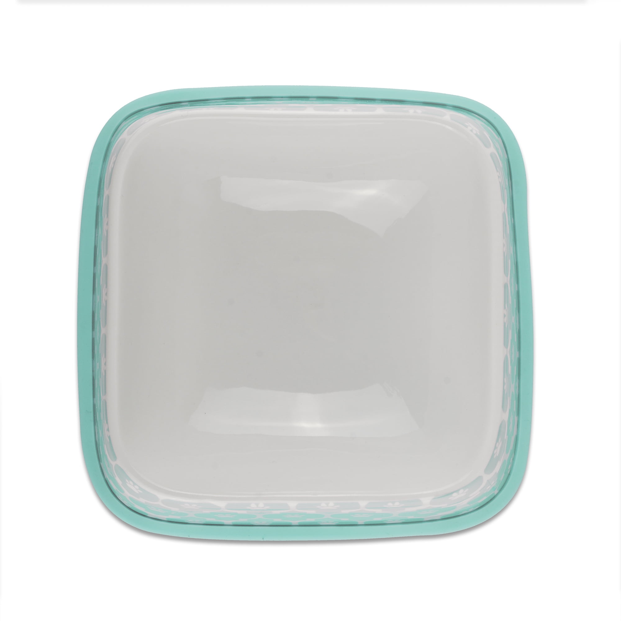 DII Pet Bowl Paw Lattice Aqua Square (Set of 2)