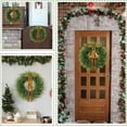 thumbnail image 7 of HaCpiu 3Pcs 24Inch Christmas Norfolk Pine Wreath, Artificial Real Touch Norfolk Wreath, Winter Farmhouse Greenery Decoration with Ribbon Bow, for Front Door Xmas Indoor Outdoor Home Decoration, 7 of 7