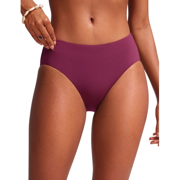 CRZ YOGA Mid Waisted Bikini Bottoms for Women Full Coverage Bathing Suit Swimsuit Basic Swim Briefs