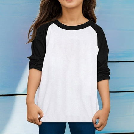 

Hbdhejl Toddler Boys Girls Shirts Child Long Sleeve Color Blocking T Shirt Top Casual Shirt Black 7-8 Years