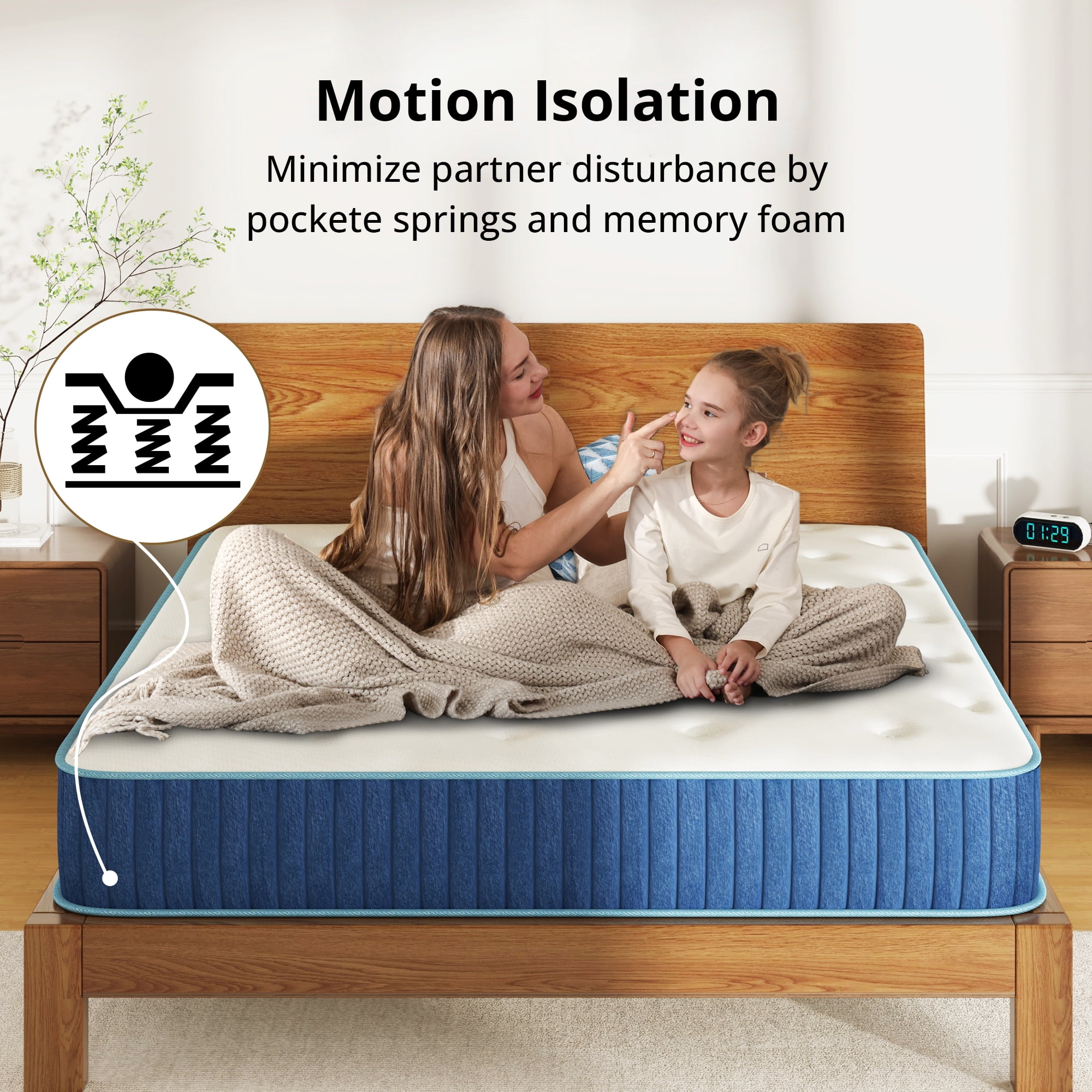 EGOHOME ChillWeave King Mattress, 12" Hybrid Mattress in a Box, Medium