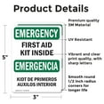 thumbnail image 2 of (2 Pack) First Aid Kit Inside Bilingual OSHA Emergency Sign 5 Inch X 3.5 Inch Vinyl Label Decal Sticker Weather Resistant, UV Protected for Workplace, Business, and Construction Site,, 2 of 7