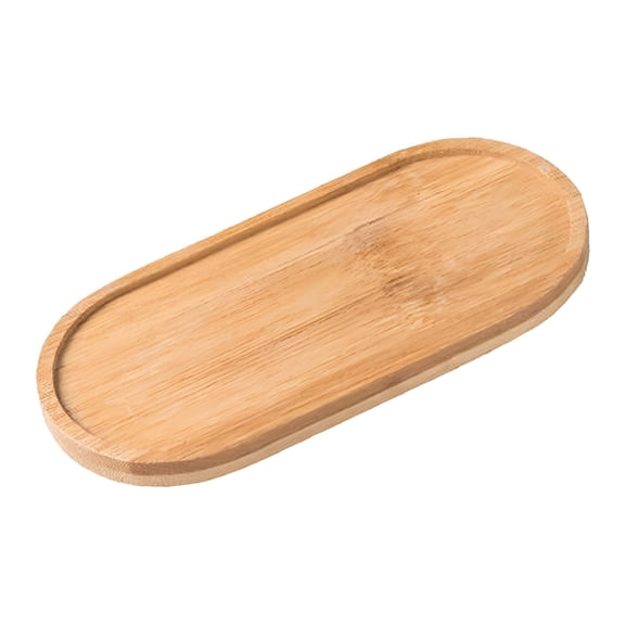 LAMIRO Oval Bamboo Vanity Tray for Bathroom Countertop, Wooden Serving Tray with Raised Edges for Home Decor, Toilet Tank Organizer, Succulent Plant Holder, Kitchen Coffee Table Accessory
