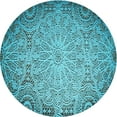 thumbnail image 1 of Ahgly Company Tapis Rond Lavable en Machine Intérieur Transitionnel Bleu Geai Bleu, 6 Pieds Rond, 1 of 7