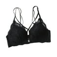 thumbnail image 5 of YWDJ Comfy Bras for Women 2 Pack Front Close Bras Size Small Wireless Sleep Bras Spaghetti Straps Half Cup Push up Wrap Comfy Bras Padded Lace Bras Solid Lounge Bras Black L, 5 of 6