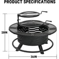 thumbnail image 6 of 36 Inch Fire Pit with 2 Cooking Grates, Outdoor Wood Burning BBQ Grill Firepit Bowl with Cover Lid, Steel Round Table for Backyard Bonfire Patio Picnic (Black, 36IN), 6 of 6