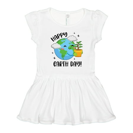 

Inktastic Happy Earth Day Cute Smiling Planet Earth with Tree Gift Toddler Girl Dress