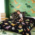 thumbnail image 4 of Manfei Space Astronaut Dino Animals Full Size Comforter Sets,Neon Stars Bedding Comforter Set,Black Yellow,Black Reversible,3pcs,1 Comforter and 2 Pillowcases, 4 of 7