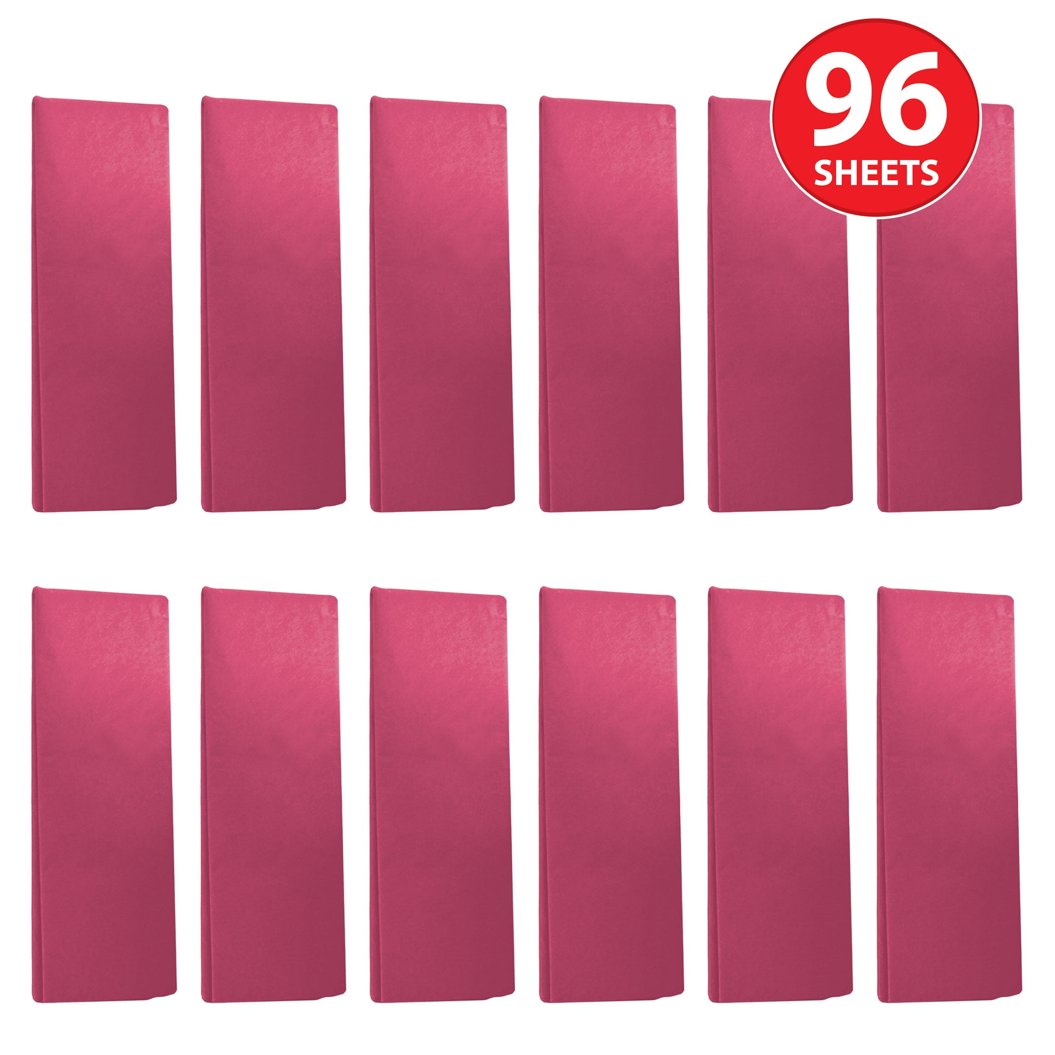 Hot Pink Tissue Paper Sheets, 20" x 20", Pack of 96 Sheets