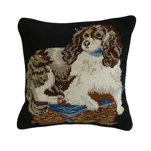 Cocker Spaniel Handcrafted Needlepoint Accent Pillow, 14" x 14"