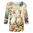 thumbnail image 6 of VKOYWKM Women's 3/4 Sleeve Tops Easter Shirts Funny Easter Eggs Bunny Rabbit Graphic T Shirts Crew Neck Cute Tops Loose Fit Holiday Tops Happy Easter T-Shirts, 6 of 6