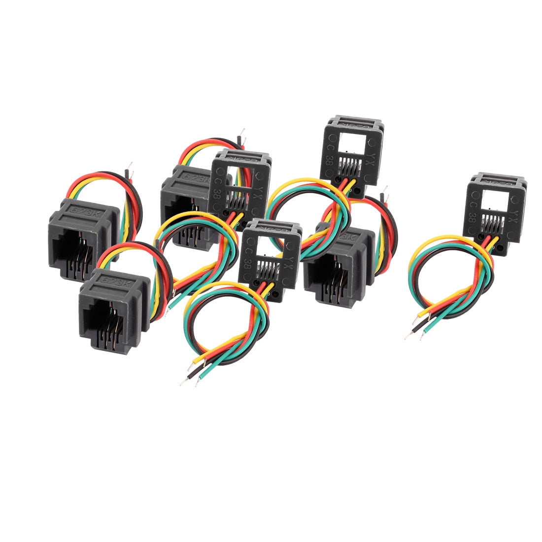 8Pcs Grey RJ11 Female 6P4C PCB Socket Telephone Connectors w 4x10cm