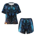 thumbnail image 2 of Yiaed Cool Blue Light Wolf Print Short Sleeve Pajama Sets for Women Casual Crew Neck 2 Piece Lounge Sets Women's Short-Sleeved Pajama-Medium, 2 of 5