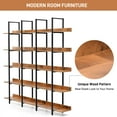 thumbnail image 3 of Euroco 5 Tier Bookcase with Open Shelves, Industrial Bookshelf with Metal Frame, 71" Bookshelf for Home Office, Brown & Black, 3 of 8