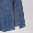 thumbnail image 5 of BKQCNKM Denim Skirt Skirts for Women Midi Skirts for Women's Embroidery High Waisted Mid Length Spring and Summer Slimming Slit Bag Hip Denim Skirt Blue Skirt, Blue L, 5 of 9