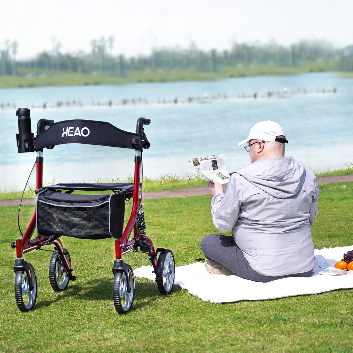 Buy HEAO Rollator Walker with Seat for Seniors,4 x 10 Wheels Upright