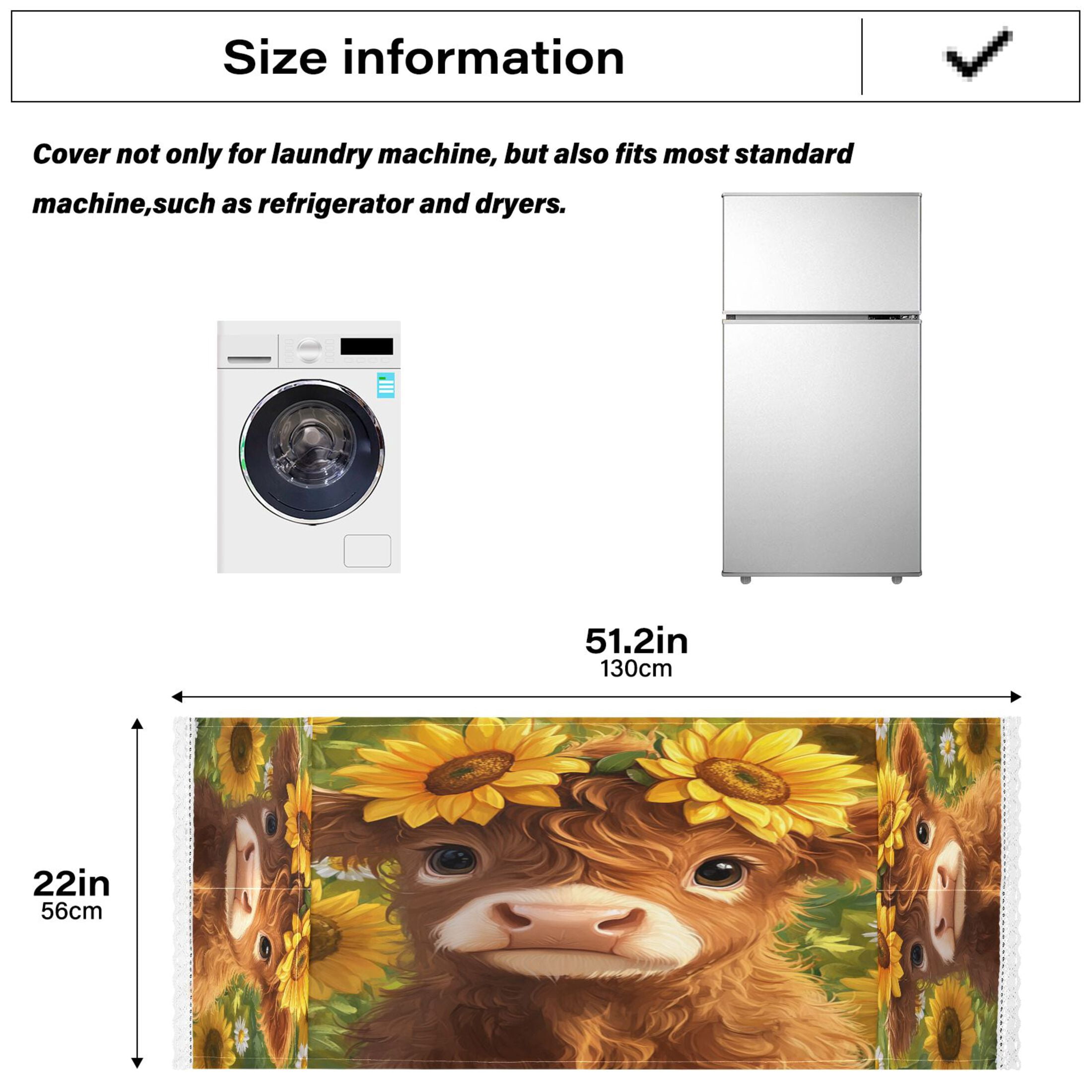 Dustproof Washing Machine Cloth Washer and Dryer Top Covers, Fridge Dust Cover, With Storage Bags Cute Highland Cow