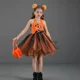 thumbnail image 4 of Disfraz de calabaza para Halloween para niñas, disfraz de cosplay de malla de nailon para niñas, vestido de tutú, tocado, bolsa, vestido de fiesta de cumpleaños para niños, 4 of 5
