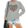 thumbnail image 4 of Arlun 2025 Fall Winter Crewneck Sweatshirts for Women Trendy Pumpkin Flowers Leaves Printed Crewneck Sweatshirts Heart-Shaped Graphic Cozy Long Sleeve Hoodless Pullover Tops Light Gray XL, 4 of 5