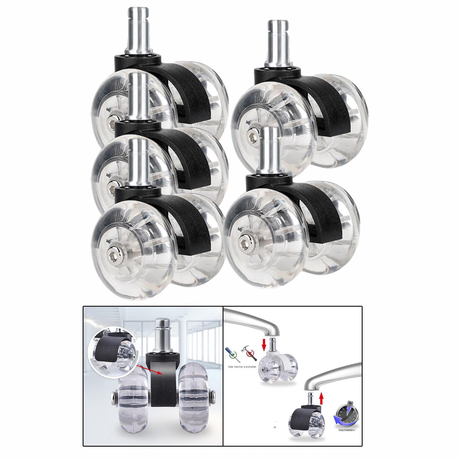 Heavy Duty Office Chair Caster Wheels Set of 5 Roller Wheel for Floor Protecting