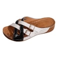 thumbnail image 5 of Rokment Orthopedic Wedge Dress Sandals for Women with Arch Support 2026 Summer Fashion Casual Color Block Buckles Platform Walking Beach Slip on Slides Shoes Black Size 6, 5 of 6